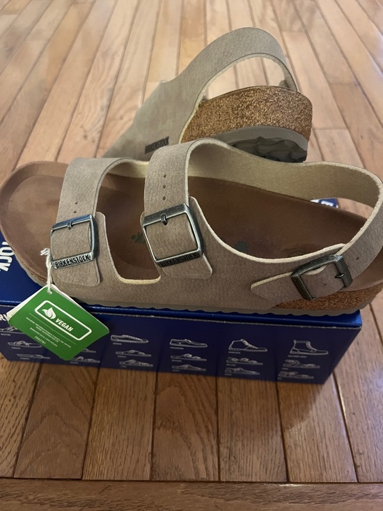 Birkenstock mens Milano Vegan Microfiber Desert Dust Gray Taupe main image 7